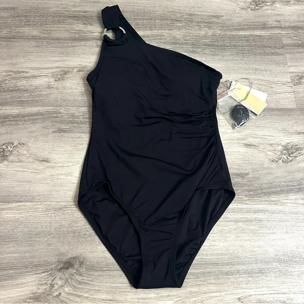 NWT Michael Kors Women's Solid Logo Ring Shoulder One Piece size 8